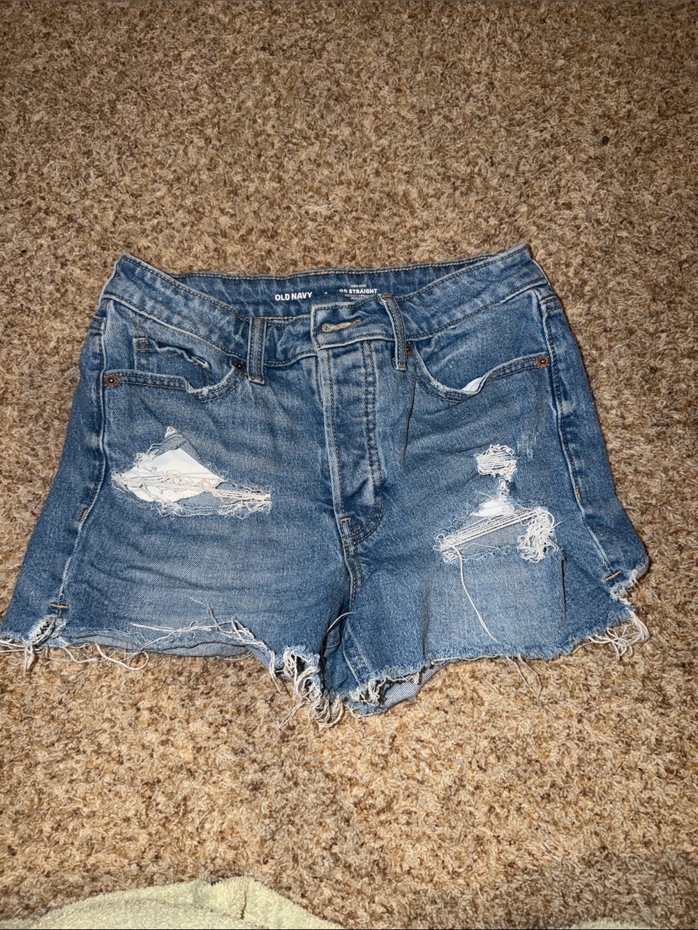 Old Navy High-Waisted O.G. Straight Ripped Jean Shorts Blue Size 4